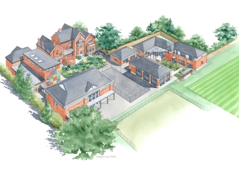 Artist impression of residential area's site plan for client. Artist impression of residential area's site plan for client.