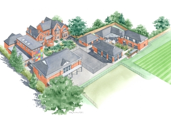 Artist impression of residential area's site plan for client.