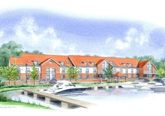 Luxury apartments next to a marina. A good way for locals to assess the new development. Luxury apartments next to a marina. A good way for locals to assess the new development.