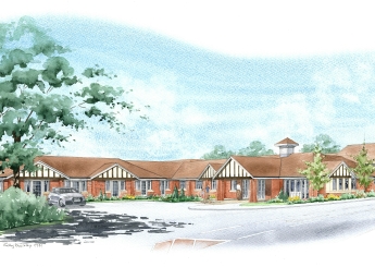 Artist impression of a new care home, front view.