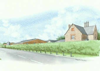 Artist impression of a view from the roadside of the new development, with just small hedges and bushes. Artist impression of a view from the roadside of the new development, with just small hedges and bushes.