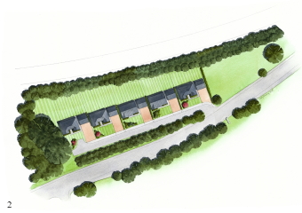 But this artist impression shows a long drive with bushes obscuring most homes from the road.