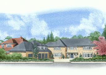 The basic artistic impression of the development, now with a background house also visible, on the left. The basic artistic impression of the development, now with a background house also visible, on the left.