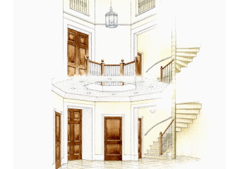 Artist impression of the interior renovation of a beautiful older building. Artist impression of the interior renovation of a beautiful older building.