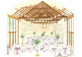 Artist impression of the restaurant area of a proposed barn converion.