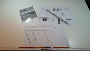 Overlaying the base plan with colour coded lines and measurements ready for setting up. Overlaying the base plan with colour coded lines and measurements ready for setting up.