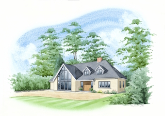 Artist impression of a large new property with a modern look.