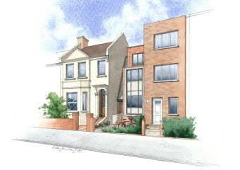 A small infill development of two modern homes.