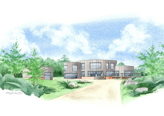 A very modern looking residential development.