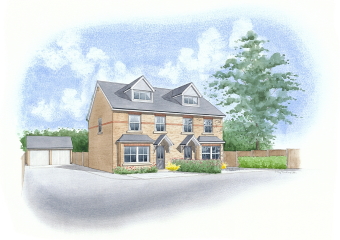 A semi-detached pair of spacious new houses.