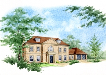 Artist impression of a large property with new extensions added to it.