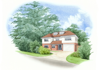 A large detached house, with loft space used as rooms.