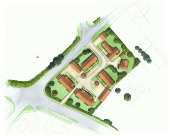 A new developement's site plan, with some semi-detached and detached properites.