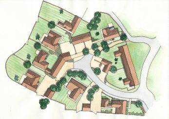 Artist impression of residential area's site plan for client Residential siteplan sample