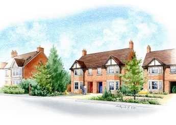 Artist impression of a street scene for a new development. Artist impression of a street scene for a new development.