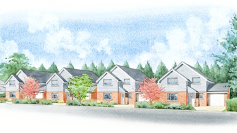 Artist impression of the view of a set of four new builds.